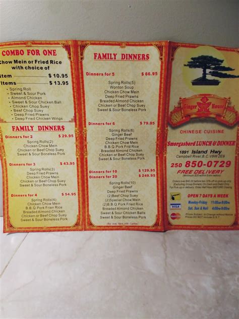 Menu at Ginger Beef House restaurant, Campbell River