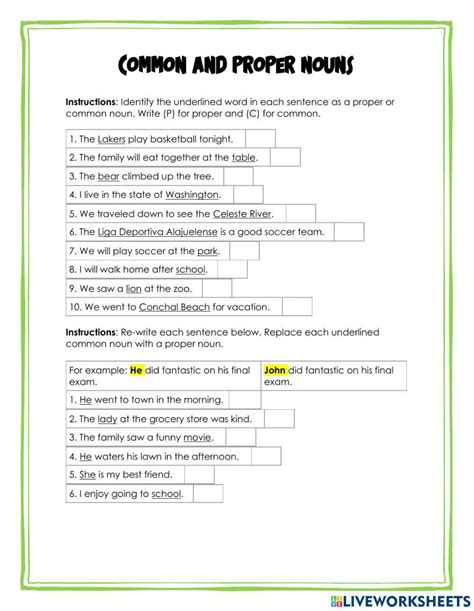 Common and proper nouns online worksheet for grade 3 | Live Worksheets - Worksheets Library