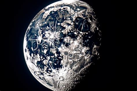 Premium Photo | Closeup shot of the waxing gibbous moon with visible craters and the sea of ...