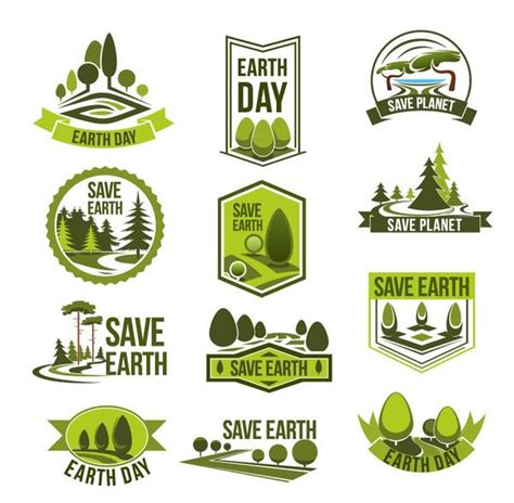 Save earth logos design vector free download