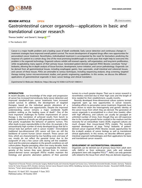 (PDF) Gastrointestinal cancer organoids—applications in basic and ...