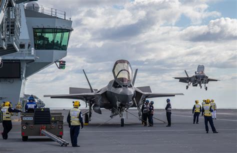 First UK F-35 Lightning Jets land on HMS Queen Elizabeth | Royal Air Force