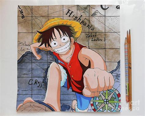 Luffy color drawing from One Piece anime Drawing by Maryna Povhanych