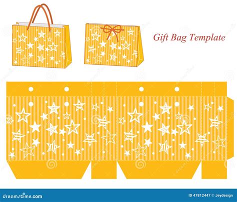 Yellow Gift Bag Template With Stars Stock Vector - Image: 47812447