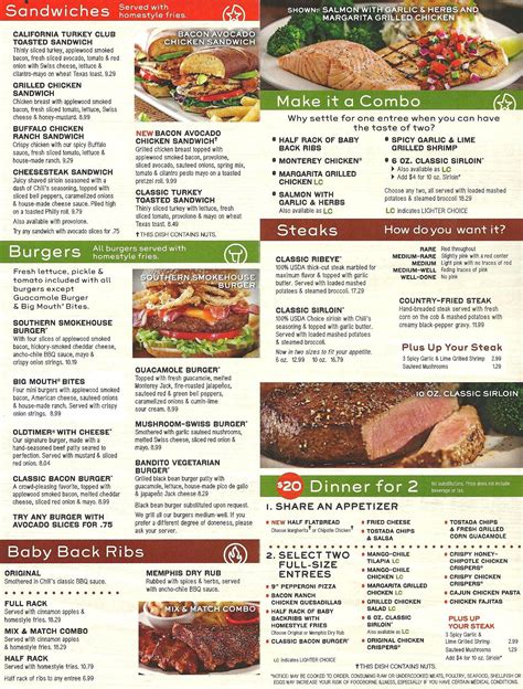 Chilis Printable Lunch Menu | TUTORE.ORG - Master of Documents