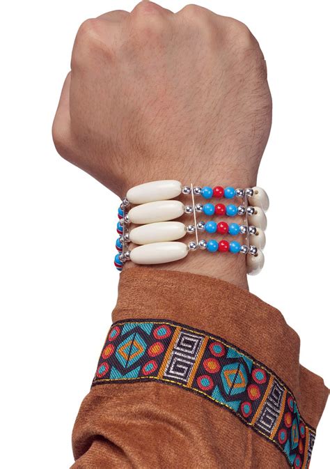 Native American Warrior Tonto Indian Bracelet Costume Accessory Bone Beads | eBay