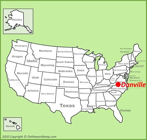 Danville location on the U.S. Map - Ontheworldmap.com