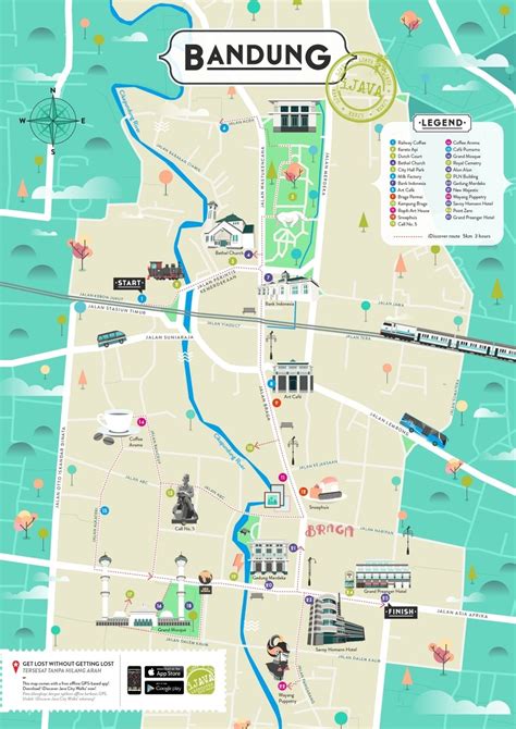 Click to Zoom Bandung City, Asia City, Guided Art, Art Deco Buildings, Route Map, Geometric Art ...