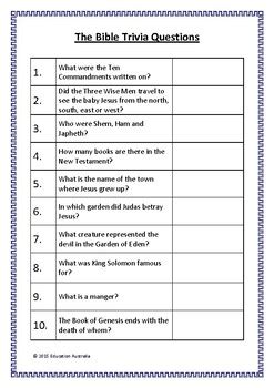 The Bible Trivia Questions / Quiz - 30 Questions With Answers - Religion