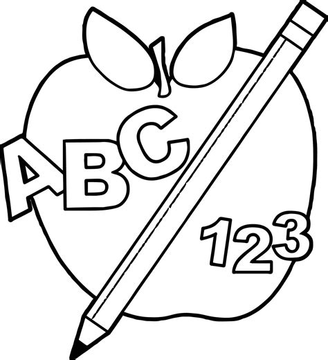 School Back To School Abc Apple And Pencil Abc Teach Coloring Page ...