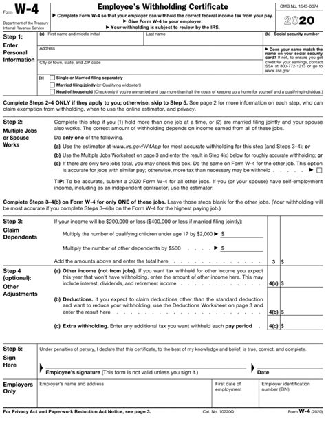 Irs W 4 Form Printable - Printable Form 2024