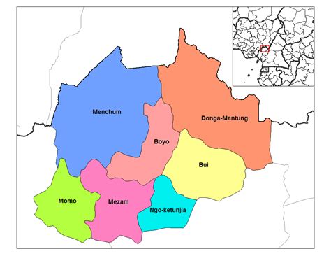 Northwest Cameroon Divisions • Mapsof.net