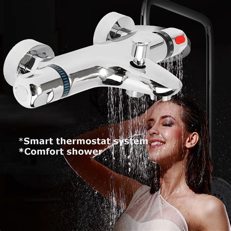 2 Handles Thermostatic Mixer Shower Control Valve Faucet Tap Wall Mounted