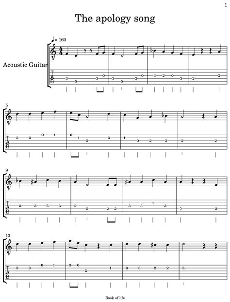 The apology song - Sheet music for Acoustic Guitar