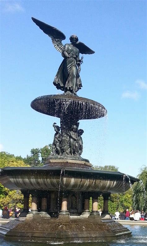 The Angel fountain at Central Park! | Fountain, Bird bath, Outdoor