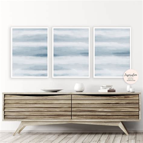 Calming Wall Art Set Of 3 Prints Pale Blue Wall Art | Etsy