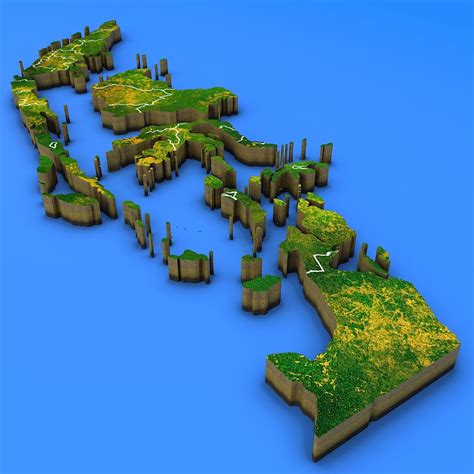 Indonesia detailed country map 3D Model $25 - .max .fbx .obj - Free3D