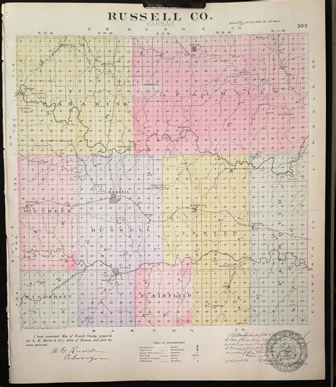 [Map] Russell County, Kansas [backed with] Bunker Hill, Leeson ...