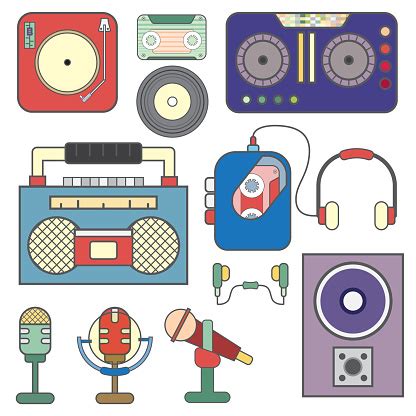 Sound Icon Set Concept Cartoon Filled Linevector Illustration Stock ...