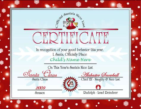 Santa's Nice List Certificate - Red | Other Files | Patterns and Templates