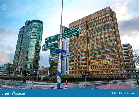 Modern Architecture of Business City. Biljlmer Arena Amsterdam - Netherlands Editorial Photo ...