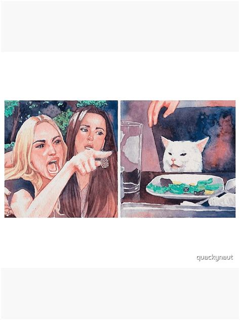 "Funny Cat at Dinner Table Meme" Poster for Sale by quackynaut | Redbubble