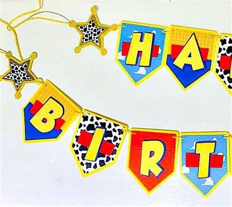 a birthday banner is hanging on a wall