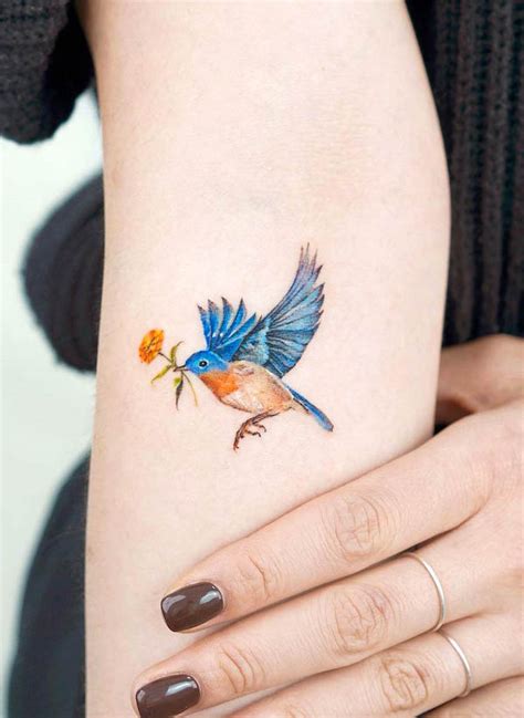 Blue Bird Wrist Tattoo