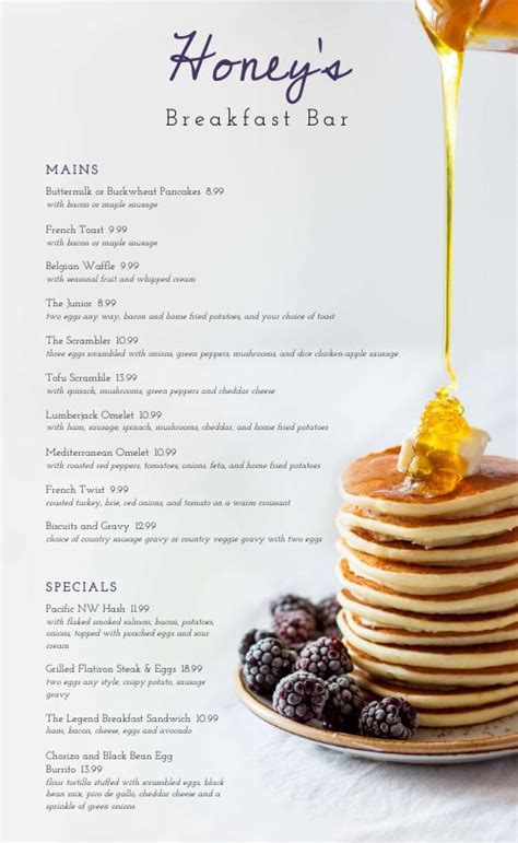 Pancake Stack Breakfast Menu Design Template by MustHaveMenus