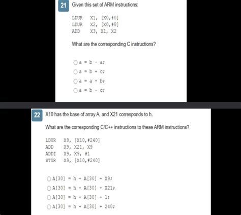 Solved 21 Given this set of ARM instructions: LDUR LDUR ADD | Chegg.com