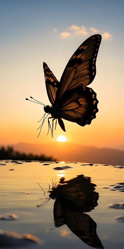 Sunset Wallpaper Butterfly - MyWallpapers.in