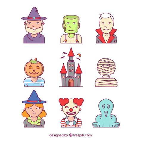 Free Vector | Hand drawn halloween characters