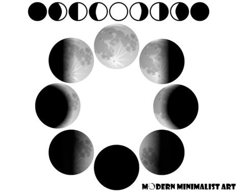 Moon Phases Clipart Black and White 10 PNG Images