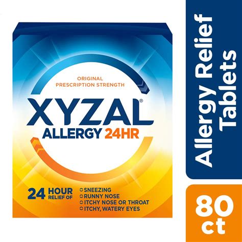 Xyzal Allergy Pills, 24-Hour Allergy Relief, 80-Count, Original Prescription Strength