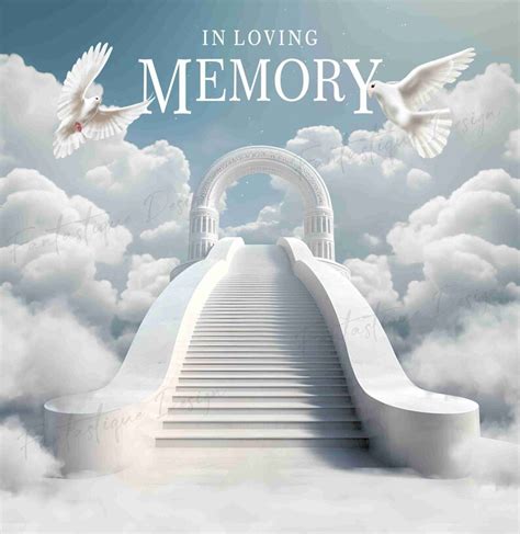 In Memory PNG, Memorial Template, Add Pictures and Words, White Stairs ...