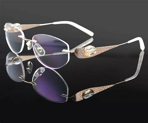 Luxury Woman Glasses Frames Titanium Flexible Crystal Eyeglasses Fashion Brand Designer Diamond ...