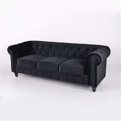 China Customized Chesterfield Design Black Velvet Sofa Manufacturers ...