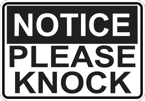 5in x 3.5in Notice Please Knock Sticker Vinyl Door Signs Business Sign