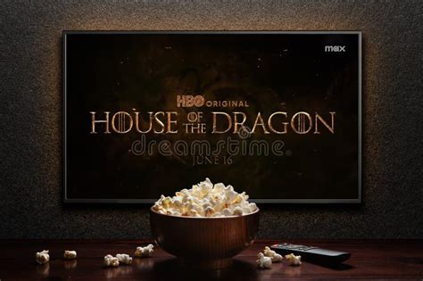 House of the Dragon Trailer or Movie on TV Screen. TV with Remote ...