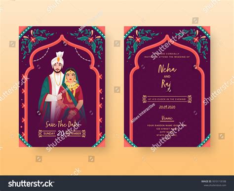 Vintage Wedding Invitation Card Template Layout Stock Vector (Royalty ...