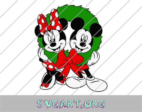 Mickey and Minnie Christmas Wreath SVG - Free Mickey and Minnie Christmas Wreath SVG Download ...