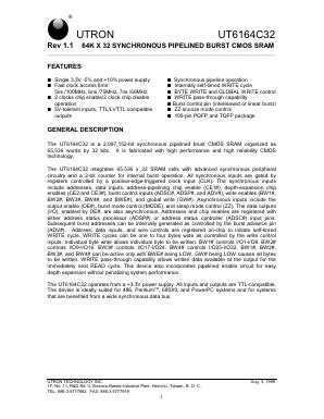 UT6164C32Q-6 Datasheet PDF - Utron Technology Inc