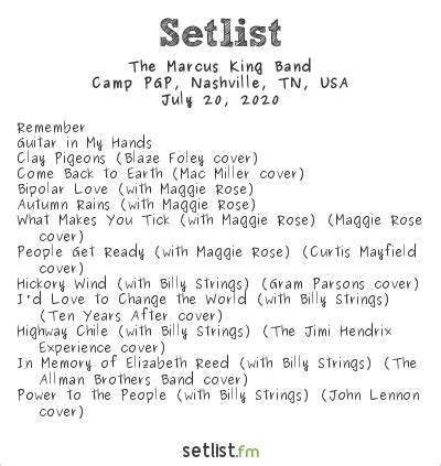 Marcus King Band Played 13-Song Livestream Set with Billy Strings | setlist.fm