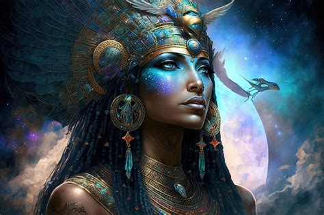 Premium Photo | Egyptian mythologys goddess of love hathor the sky ...