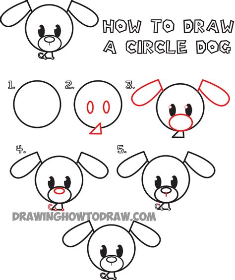 How to Draw a Cute Cartoon Circle Doggy