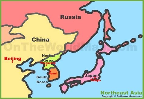 Map of Northeast Asia (Northeastern Asia) in 2022 | Asia map, East asia ...