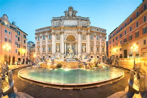 Trevi Fountain lit up at night