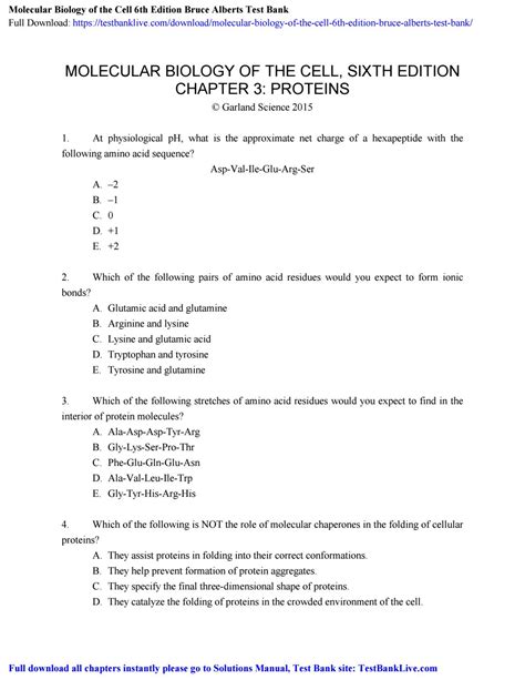 Molecular Biology of the Cell 6th Edition Bruce Alberts Test by Sheila Gill - Issuu