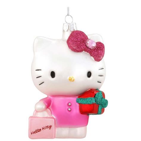 Hello Kitty With Christmas Package Glass Ornament | Hello kitty, Cat ...