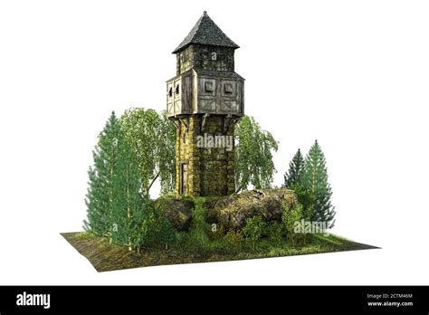 Medieval Fantasy Watchtower, 3D illustration, 3D rendering Stock Photo ...